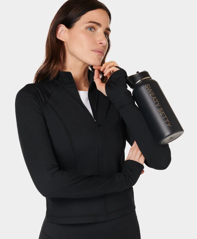 ribbed women cardigan with a classic textureAll Day Active Zip Up Sb9858 Black