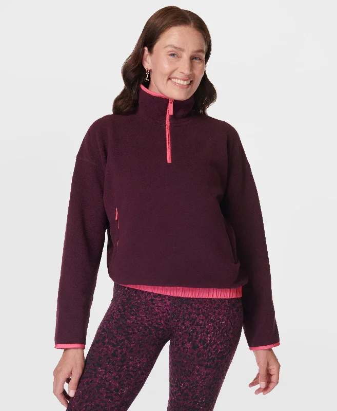 color block women cardigan with bold huesMallow Half Zip Pullover Sb9539 Midnight-Cherry-Purp color block women cardigan with bold huesMallow Half Zip Pullover Sb9539 Midnight-Cherry-Purp