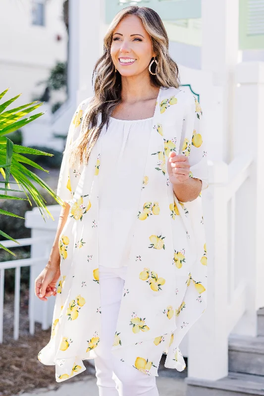 maternity women cardigan for expecting momsTime Is Ours Kimono, Off-White