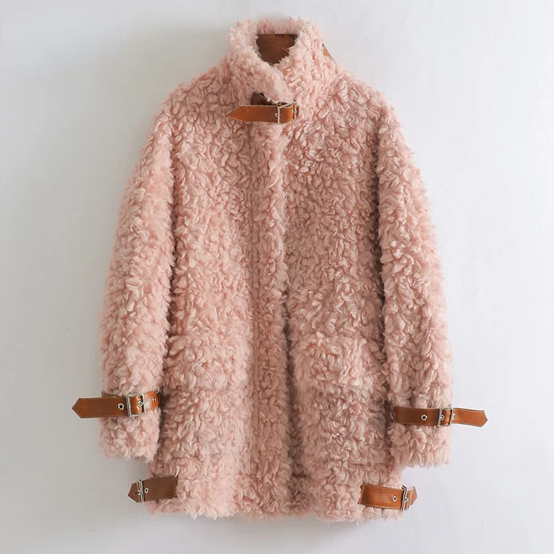 Women's reversible down coats with two - tone designs for versatile stylingWomen's Casual Korean Fashion Wool Fur Long Sleeve Warm Jacket Women's reversible down coats with two - tone designs for versatile stylingWomen's Casual Korean Fashion Wool Fur Long Sleeve Warm Jacket