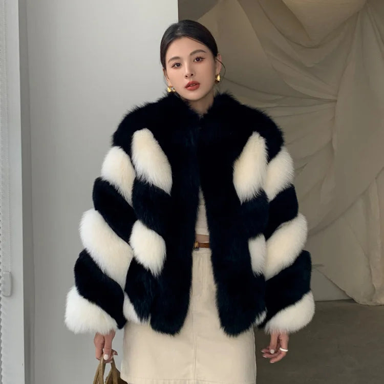 Real Fur Vests for Casual WearWomen's Luxury Fashion Real Fox Fur O-Neck Winter Warm Jacket Real Fur Vests for Casual WearWomen's Luxury Fashion Real Fox Fur O-Neck Winter Warm Jacket