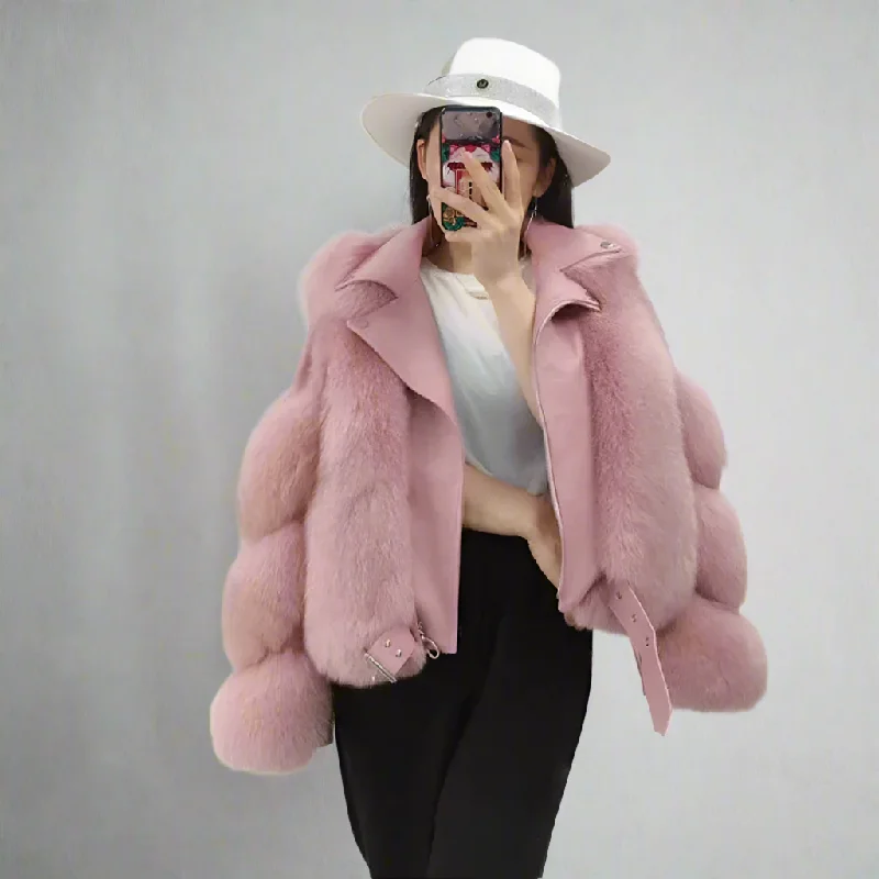 Real Fur Pillows Bedroom DecorationWomen's Pink Winter Real Fox Fur Collar Genuine Sheepskin Leather Jacket Real Fur Pillows Bedroom DecorationWomen's Pink Winter Real Fox Fur Collar Genuine Sheepskin Leather Jacket