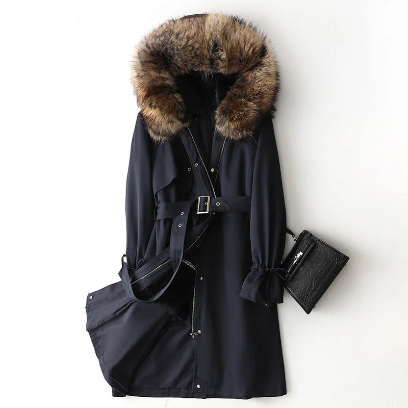 Water - resistant women's trench coats with adjustable cuffs for rainy daysWomen's Winter Fur Raccoon Collar Rabbit Liner Fur Warm Coats Water - resistant women's trench coats with adjustable cuffs for rainy daysWomen's Winter Fur Raccoon Collar Rabbit Liner Fur Warm Coats