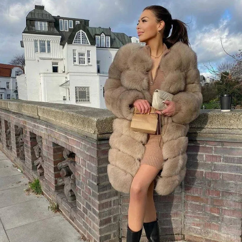 Real Fur Trimmed Mini DressesWomen's Winter Real Fox Fur Casual Style Warm Thick Coat Real Fur Trimmed Mini DressesWomen's Winter Real Fox Fur Casual Style Warm Thick Coat