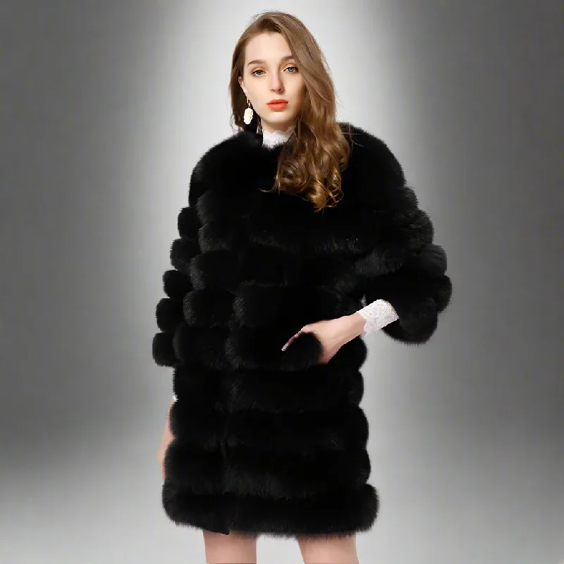 Real Fur Trimmed Midi DressesWomen's Winter Real Fox Fur Warm Thick Casual Style Coat Real Fur Trimmed Midi DressesWomen's Winter Real Fox Fur Warm Thick Casual Style Coat