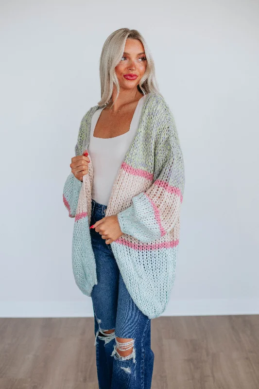 button down women cardigan with vintage buttonsZafira Striped Cardigan - Taupe
