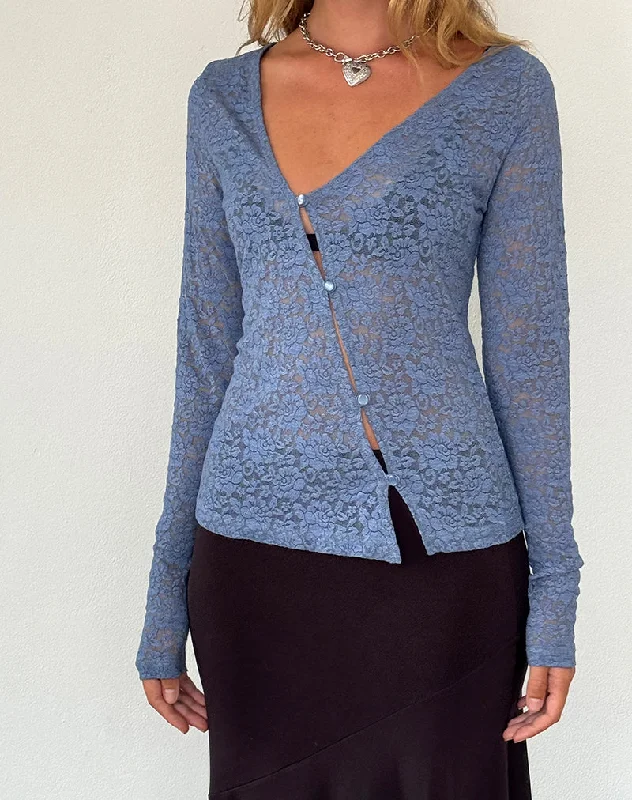machine washable women cardigan for easy careZatin Asymmetrical Cardigan in Moonlight Blue Lace machine washable women cardigan for easy careZatin Asymmetrical Cardigan in Moonlight Blue Lace
