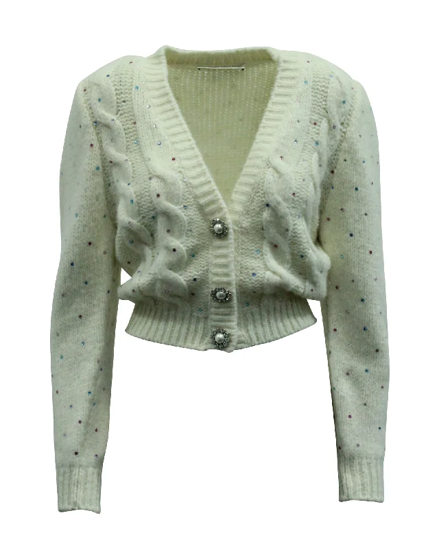 Mock Neck Women's Angora Blend Sweater Dresses in Solid ColorsAlessandra Rich Crystal Embellished Cardigan in White Wool Mock Neck Women's Angora Blend Sweater Dresses in Solid ColorsAlessandra Rich Crystal Embellished Cardigan in White Wool