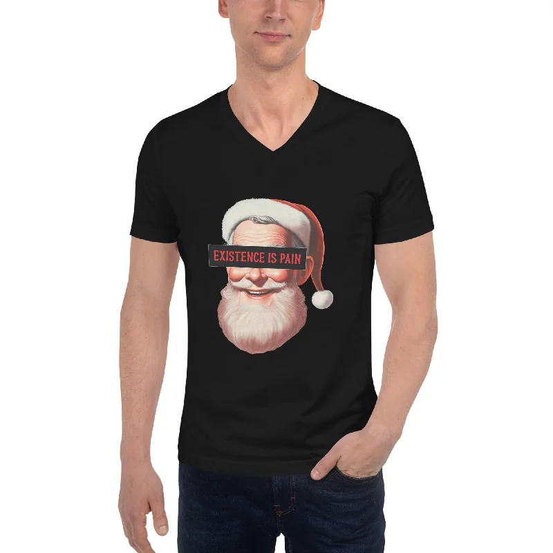 Distressed Women T Shirt with a Laid - Back AestheticAnonymous Santa - Existence is Pain - Unisex V-Neck T-Shirt Distressed Women T Shirt with a Laid - Back AestheticAnonymous Santa - Existence is Pain - Unisex V-Neck T-Shirt