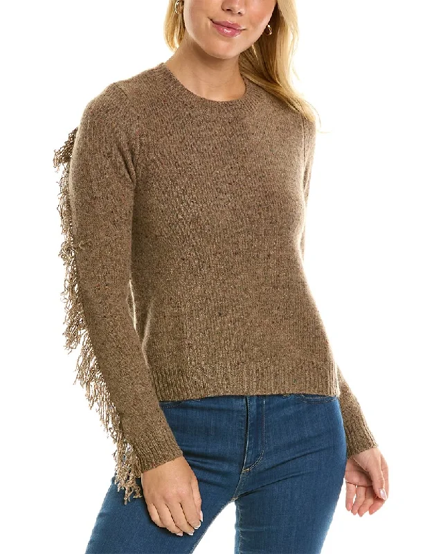 Mock Neck Women's Angora Blend Sweater Dresses in Solid ColorsAutumn Cashmere Fringed Cashmere Sweater Mock Neck Women's Angora Blend Sweater Dresses in Solid ColorsAutumn Cashmere Fringed Cashmere Sweater