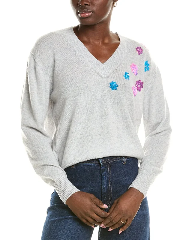 Longline Women's Mohair Sweater Dresses in a Loose FitBrodie Cashmere Wool & Cashmere-Blend Sequin Floral V Neck Jumper Longline Women's Mohair Sweater Dresses in a Loose FitBrodie Cashmere Wool & Cashmere-Blend Sequin Floral V Neck Jumper