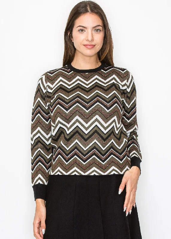 Plus Size Women's Open - Front Cardigan Style Sweater DressesChevron Wave Sweater