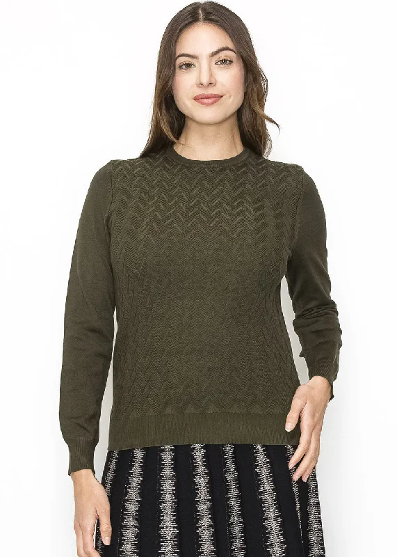 Plus Size Women's Embroidered Sweaters in Ethnic StylesClassic Olive Chevron Sweater Plus Size Women's Embroidered Sweaters in Ethnic StylesClassic Olive Chevron Sweater