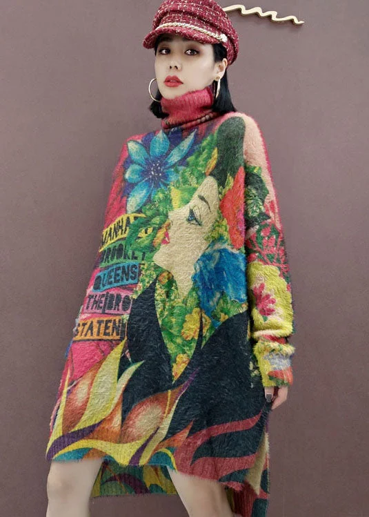 Empire Waist Women's Alpaca Wool Sweater Dresses in Earthy TonesClassy low high design Turtle Neck beauty Print Knit Dress Spring Empire Waist Women's Alpaca Wool Sweater Dresses in Earthy TonesClassy low high design Turtle Neck beauty Print Knit Dress Spring