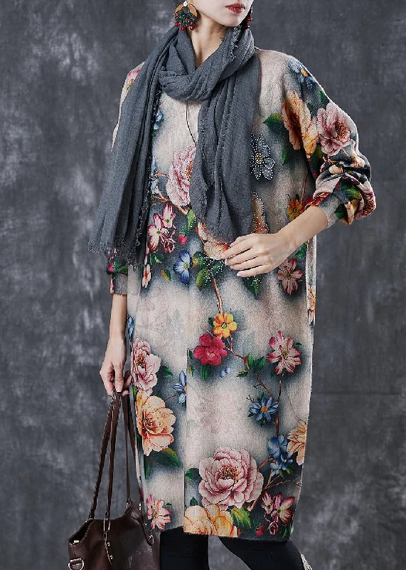 Belted Women's Cotton Blend Sweater Dresses for a Casual LookDIY Khaki Oversized Floral Knit Maxi Dresses Spring Belted Women's Cotton Blend Sweater Dresses for a Casual LookDIY Khaki Oversized Floral Knit Maxi Dresses Spring