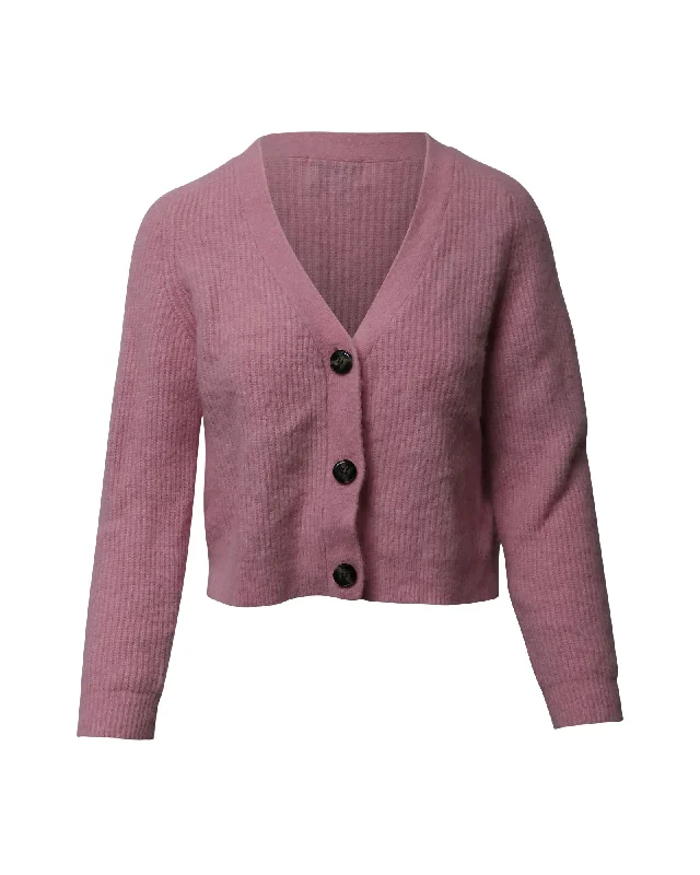 Short Sleeve Women's Cashmere Sweater Dresses in Pastel HuesGanni Rib Knit Cropped Cardigan in Pink Wool Short Sleeve Women's Cashmere Sweater Dresses in Pastel HuesGanni Rib Knit Cropped Cardigan in Pink Wool