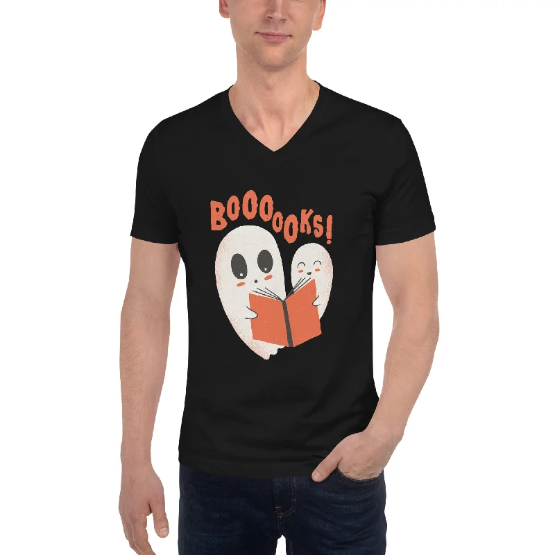 V - Neck Women T Shirt to Enhance the NecklineGhosts with Boooooks - Unisex V-Neck T-Shirt V - Neck Women T Shirt to Enhance the NecklineGhosts with Boooooks - Unisex V-Neck T-Shirt