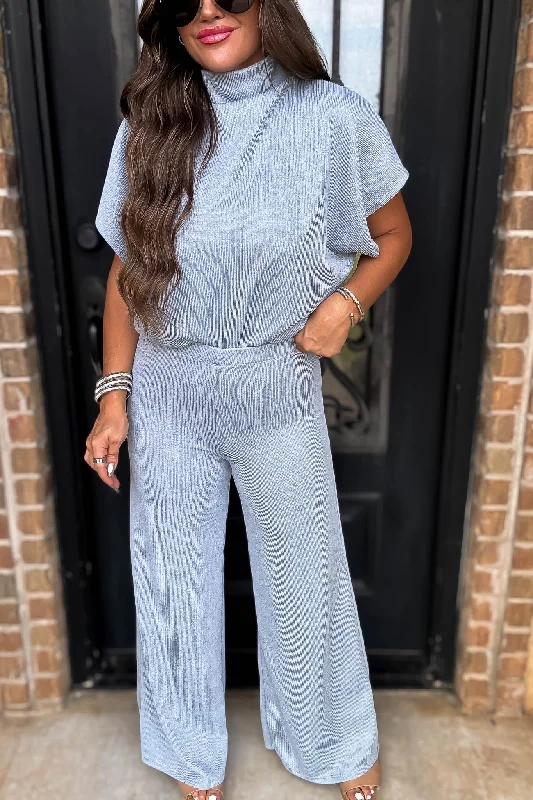 Crew - neck sweater pants for a casual style​Here For It Blue Sweater Pants
