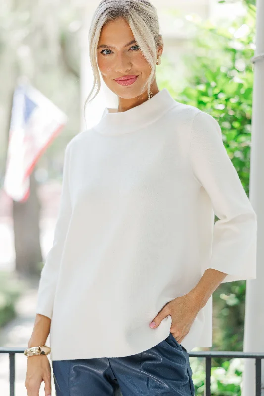 Open - Front Women's Cardigan - Style Mohair SweatersJust A Feeling Cream Mock Neck Sweater Open - Front Women's Cardigan - Style Mohair SweatersJust A Feeling Cream Mock Neck Sweater