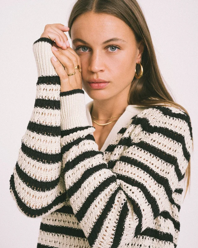 Plus Size Women's Embroidered Sweaters in Ethnic StylesAddy Polo Neck Knit Bone White Plus Size Women's Embroidered Sweaters in Ethnic StylesAddy Polo Neck Knit Bone White
