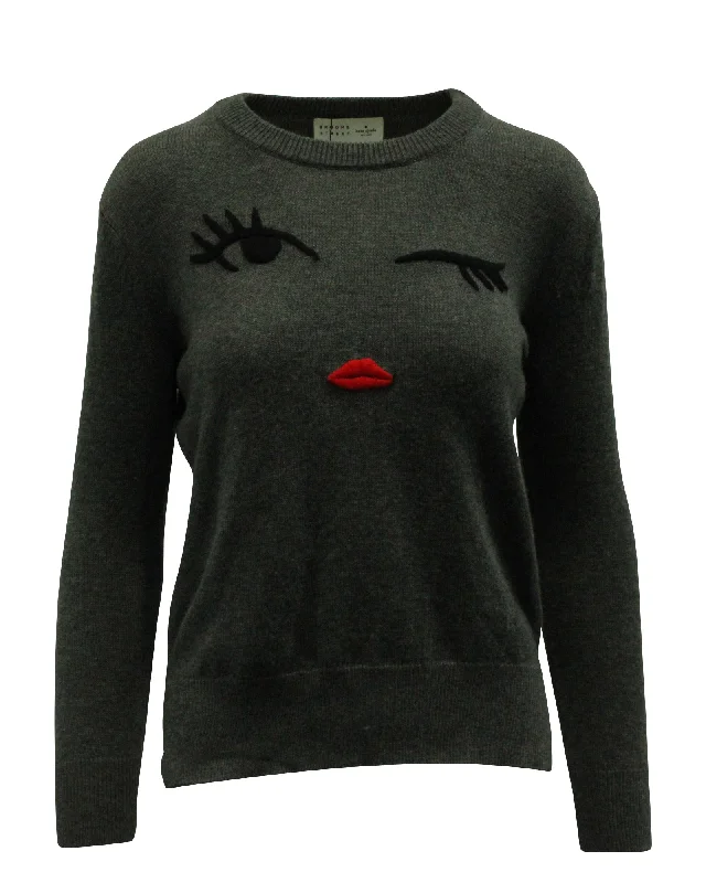 Knee - Length Women's Wool Blend Sweater Dresses in Neutral ColorsKate Spade x Boome Street Winking Face Sweater in Grey Polyamide Knee - Length Women's Wool Blend Sweater Dresses in Neutral ColorsKate Spade x Boome Street Winking Face Sweater in Grey Polyamide