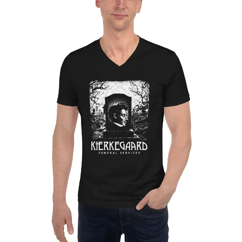 Crop Top Women T Shirt to Pair with High - Waisted BottomsKierkegaard - Funeral Services - Unisex V-Neck T-Shirt Crop Top Women T Shirt to Pair with High - Waisted BottomsKierkegaard - Funeral Services - Unisex V-Neck T-Shirt