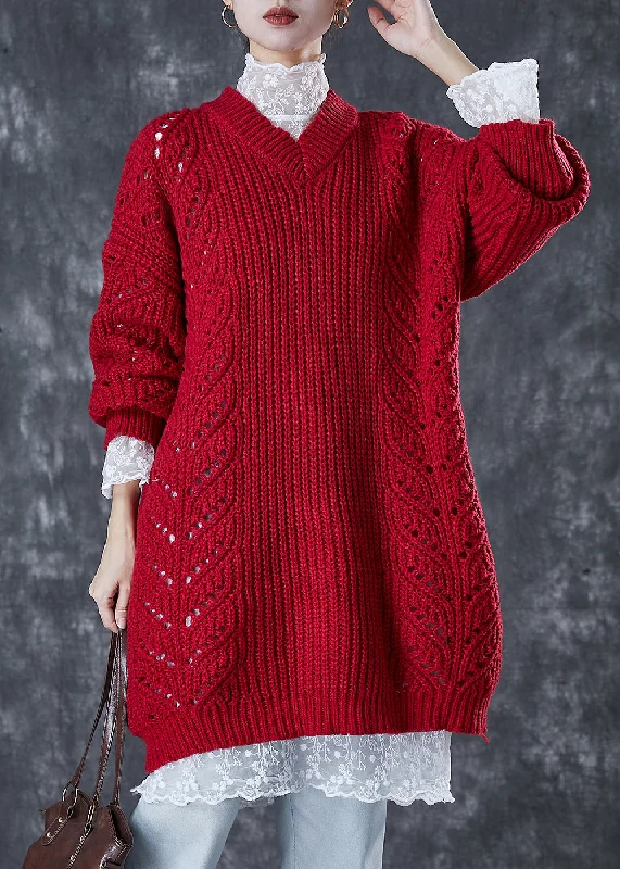 Short Sleeve Women's Cashmere Sweater Dresses in Pastel HuesModern Mulberry V Neck Hollow Out Cable Knit Sweater Dress Winter Short Sleeve Women's Cashmere Sweater Dresses in Pastel HuesModern Mulberry V Neck Hollow Out Cable Knit Sweater Dress Winter