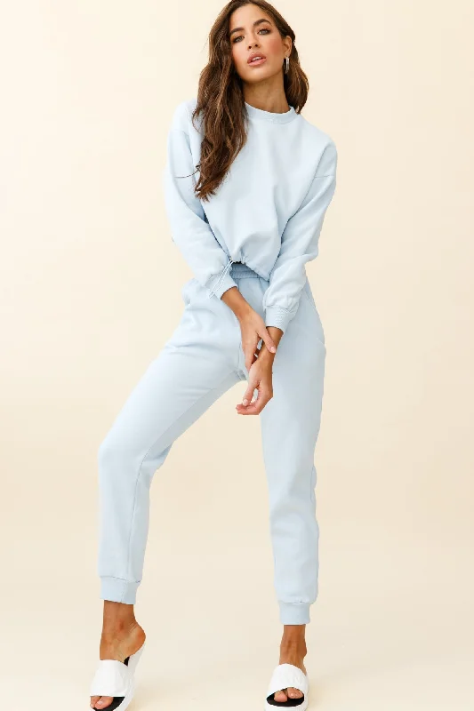 Plus size cashmere blend sweater skirts​Monterey Elasticated Waist Jogger Pants Blue