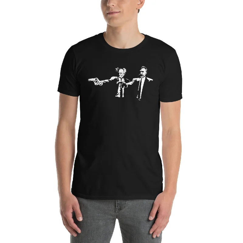 Pocketed Women T Shirt for Added FunctionalityPhilo Fiction - Schopenhauer & Nietzsche - Premium T-Shirt Pocketed Women T Shirt for Added FunctionalityPhilo Fiction - Schopenhauer & Nietzsche - Premium T-Shirt