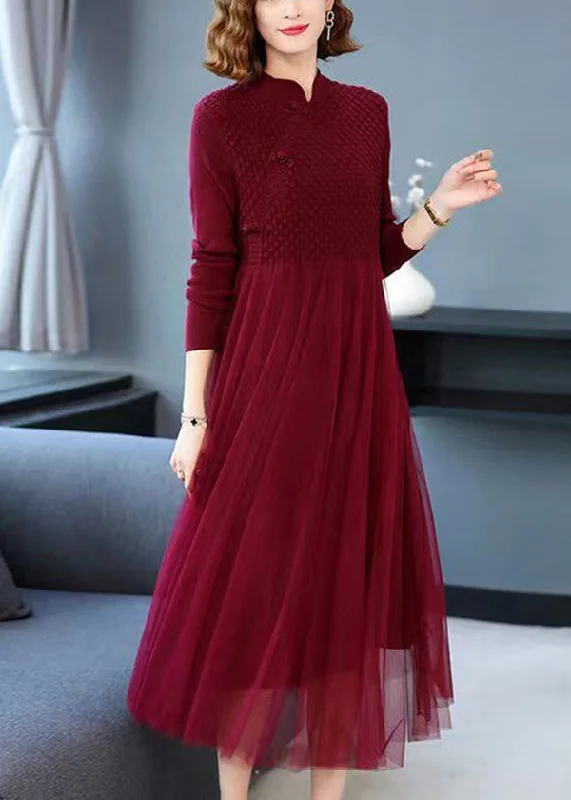 Wrap - Style Women's Lambswool Sweater Dresses in Elegant ShadesRed Patchwork Tulle Oriental Sweater Dress Exra Large Hem Spring Wrap - Style Women's Lambswool Sweater Dresses in Elegant ShadesRed Patchwork Tulle Oriental Sweater Dress Exra Large Hem Spring