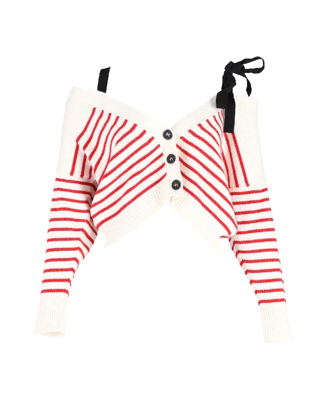 Plus Size Women's Asymmetric Hem Sweater Dresses in Modern DesignsRed Valentino Cropped Knit Cardigan In White Wool Plus Size Women's Asymmetric Hem Sweater Dresses in Modern DesignsRed Valentino Cropped Knit Cardigan In White Wool