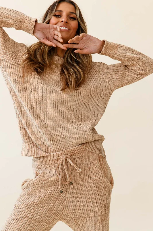 V - neck knitted sweater skirts for office wearRobin Long Sleeve Ribbed Knit Sweater Tan V - neck knitted sweater skirts for office wearRobin Long Sleeve Ribbed Knit Sweater Tan