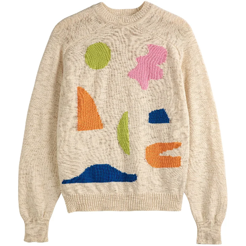 Open - Front Women's Cardigan - Style Mohair SweatersSummer Landscape Intarsia Jumper by Bobo Choses Womenswear Open - Front Women's Cardigan - Style Mohair SweatersSummer Landscape Intarsia Jumper by Bobo Choses Womenswear