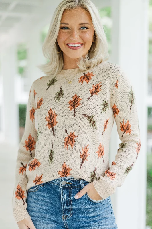 Boat Neck Women's Merino Wool Sweaters in Neutral ShadesTake A Moment Taupe Leaf Print Sweater Boat Neck Women's Merino Wool Sweaters in Neutral ShadesTake A Moment Taupe Leaf Print Sweater