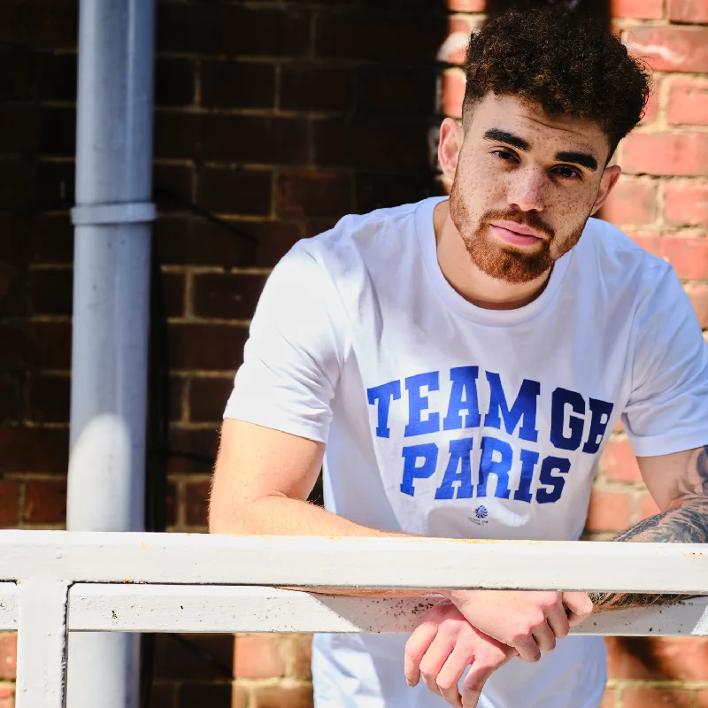 Distressed Women T Shirt with a Laid - Back AestheticTeam GB Bercy White T-shirt