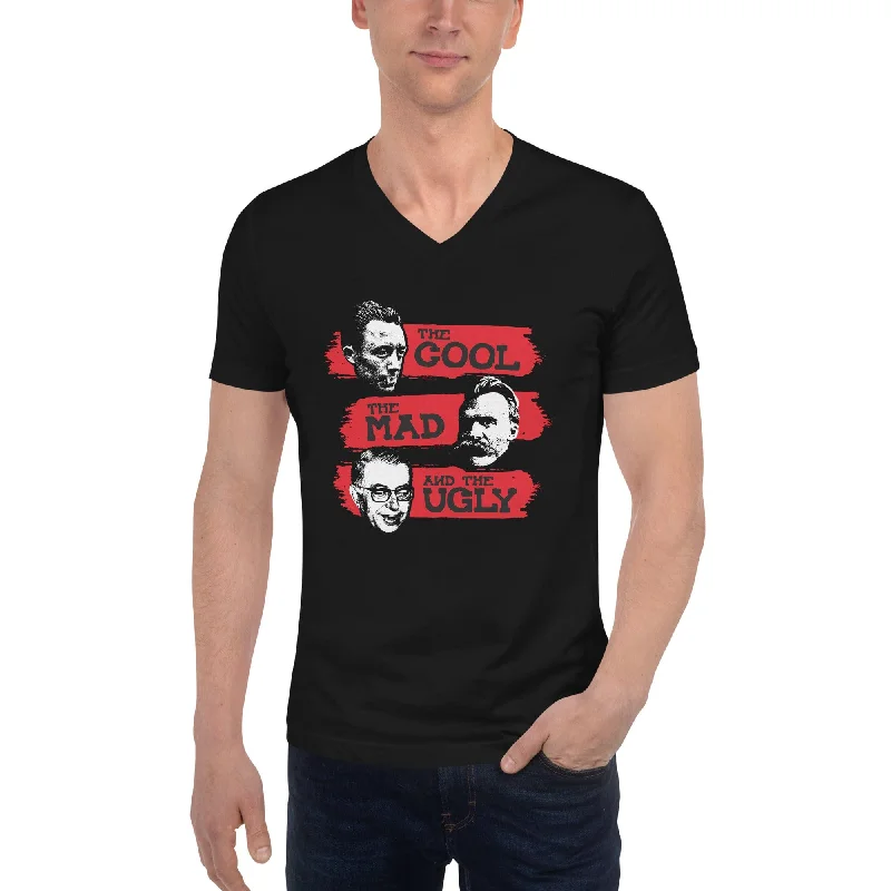 Ringer T Shirt Women with Retro - Inspired StripesThe Cool, the Mad and the Ugly - Unisex V-Neck T-Shirt Ringer T Shirt Women with Retro - Inspired StripesThe Cool, the Mad and the Ugly - Unisex V-Neck T-Shirt