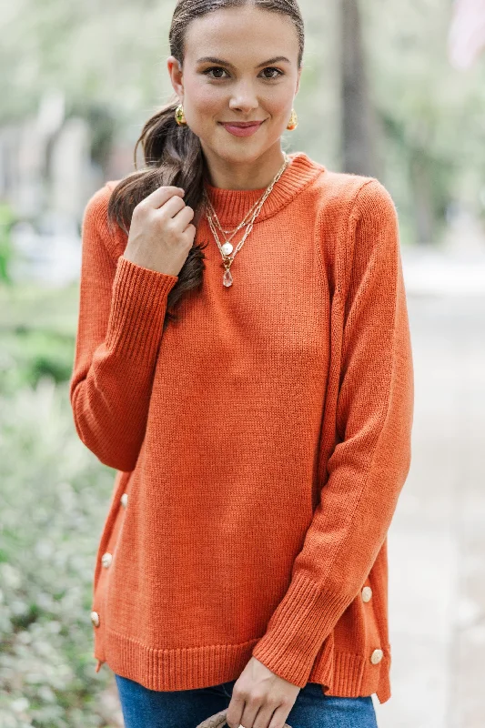 Bell - Sleeve Women's Mohair - Wool Blend SweatersThe Slouchy Rust Orange Side Button Sweater Bell - Sleeve Women's Mohair - Wool Blend SweatersThe Slouchy Rust Orange Side Button Sweater