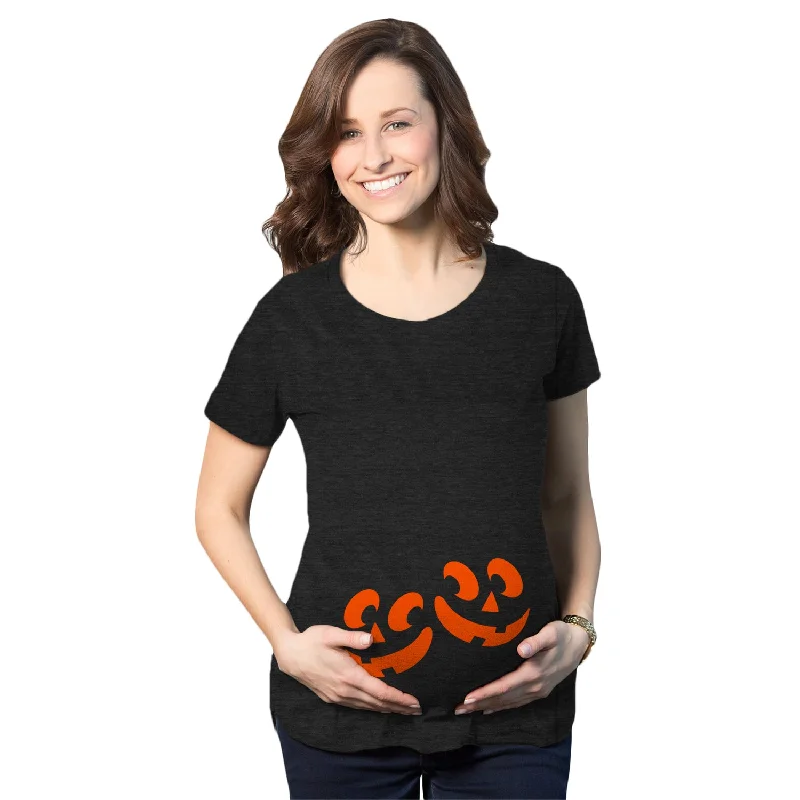 Sleeveless Women T Shirt for Summer ComfortTwin Pumpkins Maternity T Shirt