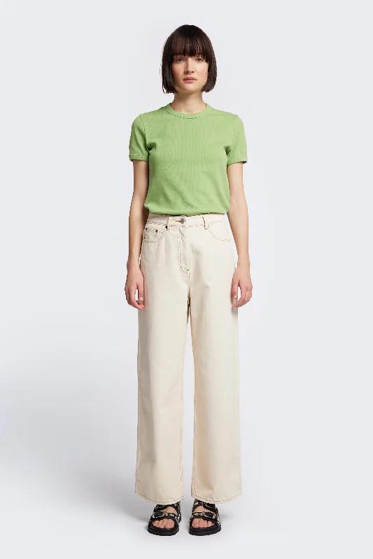 Striped Women T Shirt in a Classic PatternVeil Rib Tee Moss