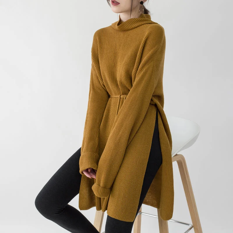 Women's Off - Shoulder Chunky Knit Sweater Dresses in Earth Tonesvintage yellow sweater dresses Loose fitting high neck side open long knit sweaters casual tie waist winter dress Women's Off - Shoulder Chunky Knit Sweater Dresses in Earth Tonesvintage yellow sweater dresses Loose fitting high neck side open long knit sweaters casual tie waist winter dress