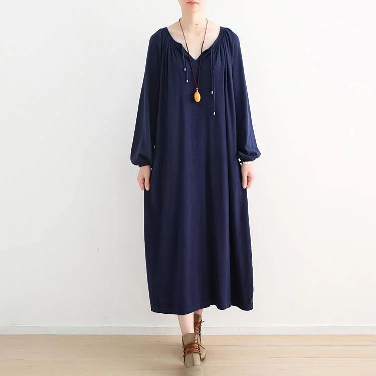 Tie - Front Women's Lambswool Sweaters in Pastel HuesWinter fashion dark navy knit dress oversized V neck long knit sweaters 2018 Puff Sleeve wrinkled dresses