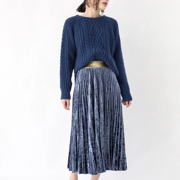 Plus Size Women's Oversized Chunky Knit Sweaterswomen blue chunky sweaters oversized O neck side open knitted blouses vintage cable knit shirt Plus Size Women's Oversized Chunky Knit Sweaterswomen blue chunky sweaters oversized O neck side open knitted blouses vintage cable knit shirt