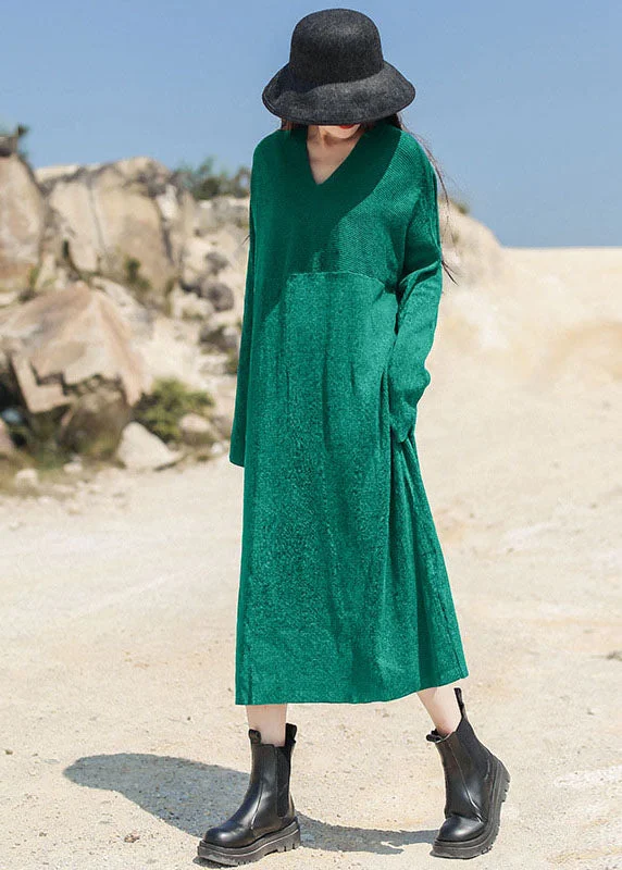 Empire Waist Women's Alpaca Wool Sweater Dresses in Earthy TonesWomen Green V Neck Patchwork Knit Maxi Dress Spring Empire Waist Women's Alpaca Wool Sweater Dresses in Earthy TonesWomen Green V Neck Patchwork Knit Maxi Dress Spring