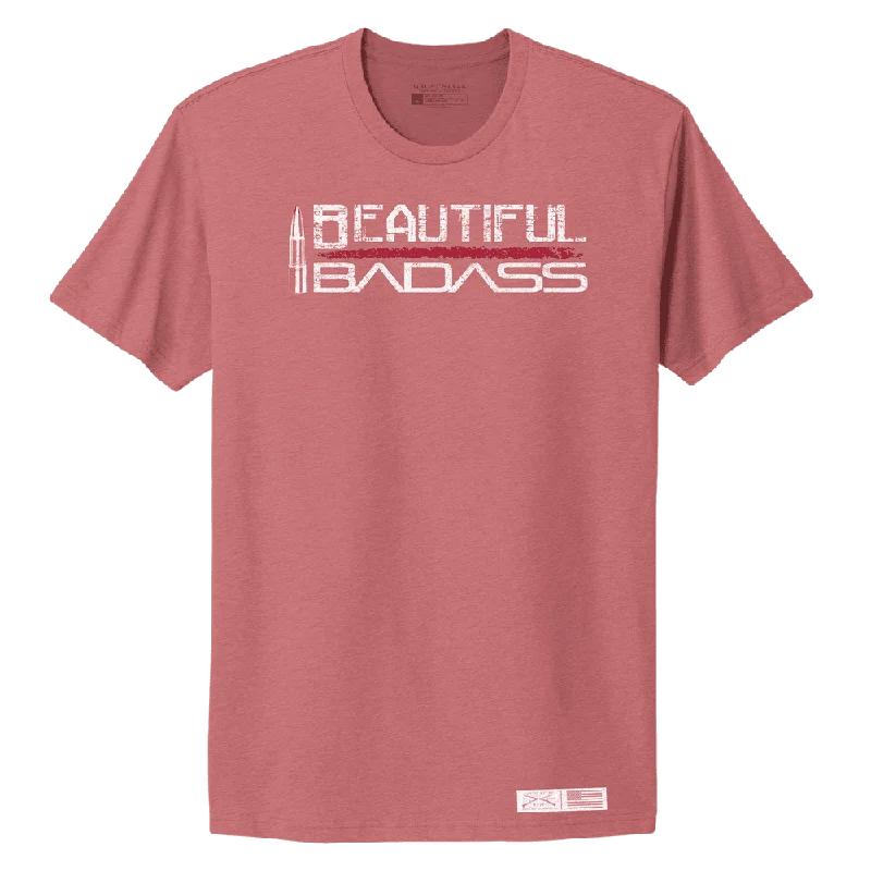 Moisture - Wicking Women T Shirt for Active LifestylesWomen's Beautiful Badass Boyfriend Fit T-Shirt - Heather Mauve Moisture - Wicking Women T Shirt for Active LifestylesWomen's Beautiful Badass Boyfriend Fit T-Shirt - Heather Mauve