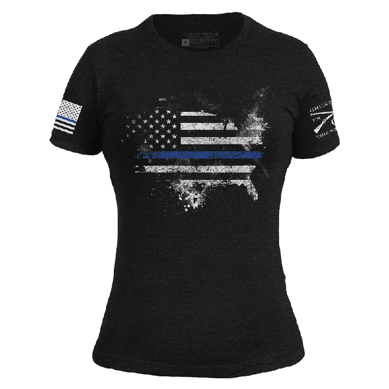 Graphic Print Women T Shirt for a Trendy StatementWomen's Blue Line American Acid Slim Fit T-Shirt - Black Graphic Print Women T Shirt for a Trendy StatementWomen's Blue Line American Acid Slim Fit T-Shirt - Black