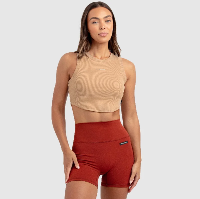 Ringer T Shirt Women with Retro - Inspired StripesWomens Scoop Tank - Taupe Brown