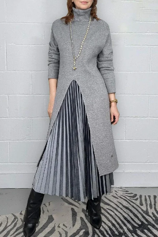 Knitted sweater skirts with scalloped edgesWomen's Turtleneck Long Sleeve Sweater Skirt Suit Knitted sweater skirts with scalloped edgesWomen's Turtleneck Long Sleeve Sweater Skirt Suit