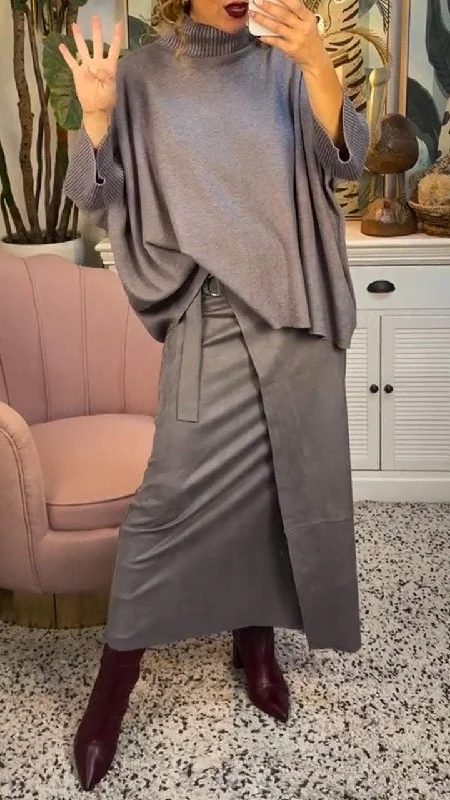Wide - waistband knitted sweater skirtsWomen's Turtleneck Long-sleeved Knitted Sweater Skirt Two-piece Set Wide - waistband knitted sweater skirtsWomen's Turtleneck Long-sleeved Knitted Sweater Skirt Two-piece Set