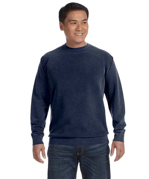 Women's zip - front sweatshirt with contrast stitching for a sporty aesthetic1566 - Comfort Colors Adult Crewneck Sweatshirt | True Navy Women's zip - front sweatshirt with contrast stitching for a sporty aesthetic1566 - Comfort Colors Adult Crewneck Sweatshirt | True Navy