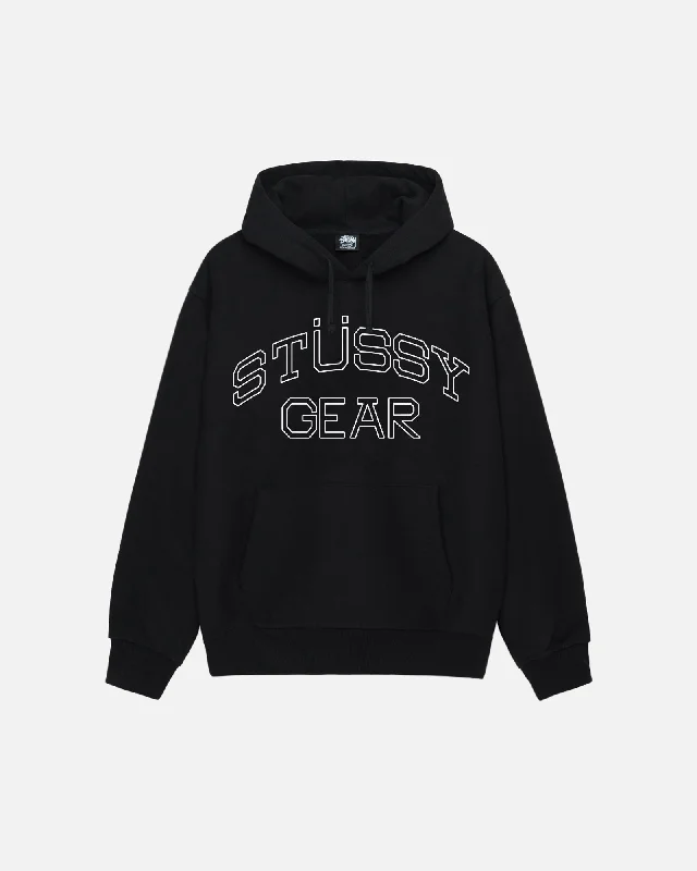 Women's cropped sweatshirt with a lace - trimmed hem for a romantic lookSTÜSSY GEAR HOODIE Women's cropped sweatshirt with a lace - trimmed hem for a romantic lookSTÜSSY GEAR HOODIE